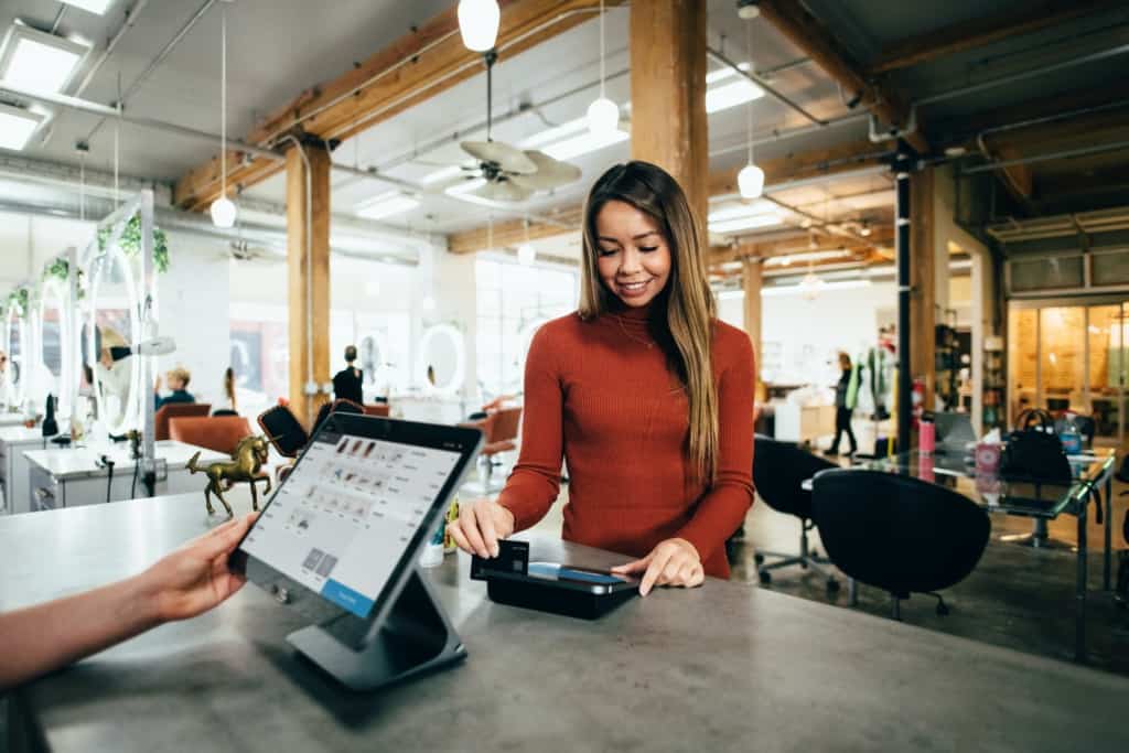 Person paying with a credit card